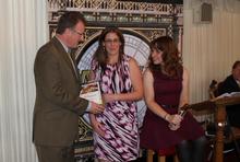 Carwyn Ellis, from Harper Adams, congratulates winner Nicola Ackerman Carwyn Ellis, from Harper Adams, congratulates winner Nicola Ackerman