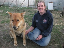 Megan with one of the dogs