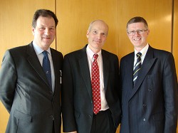 Henry Cator OBE, Chairman of Trustees Royal Agricultural Society of England, Peter L Howell, Rabobank’s UK General Manager and Dr David Llewellyn, Principal of Harper Adams 