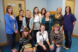 The girls with Sue Jeavons and placement student, Jen