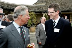 Prince Charles chats to Harper Adams Principal Dr David Llewellyn