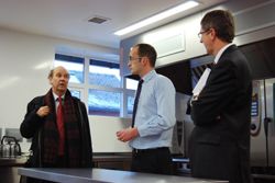 Dr Burgess with Regional Food Academy Manager Martin Anderson and Harper Adams Principal Dr David Llewellyn Dr Burgess with Regional Food Academy Manager Martin Anderson and Harper Adams Principal Dr David Llewellyn