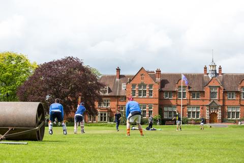 Cricket pitch outside the Main Building