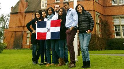 Students from Dominican Republic raise national flag on Independence Day