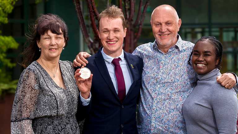  Jack Perry with his parents, David and Lorraine Perry, and girlfriend, Umulkhaire Muhammed.
