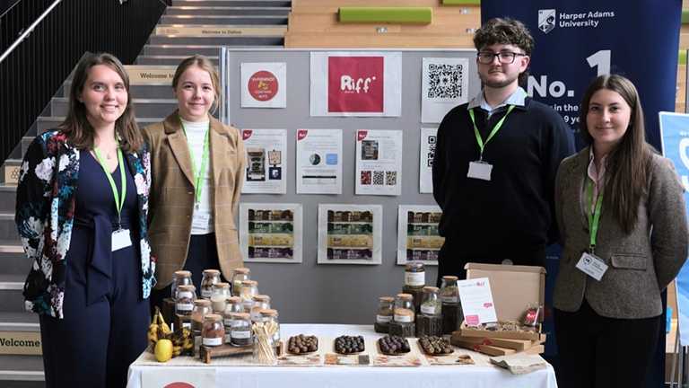 The Riff Snacks team at the Young Enterprise finals in Manchester - from left, Hannah Plush, Ava Kind, Cayden Ayliffe and Lucie Campbell.