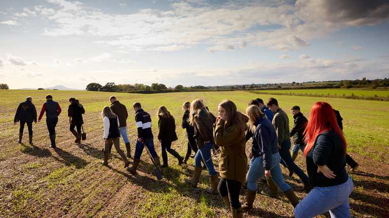 Teaching being carried out in a field on the Harper Adams University Future Farm