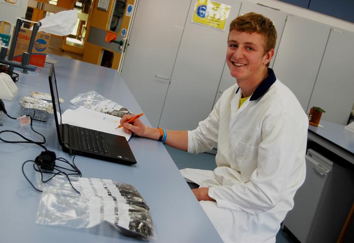 Michael working in the teaching laboratories on campus