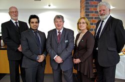 Left to right: Anders Bowall-Jensen from the Danish Meat Trade College, Rizvan Khalid, from Euro Quality Lambs Ltd, Ralph Early, Head of Food, Harper Adams University College, Rosie Beswick from the Shropshire Chamber of Commerce and Bill Jermey, Chairman of the Meat Training Council