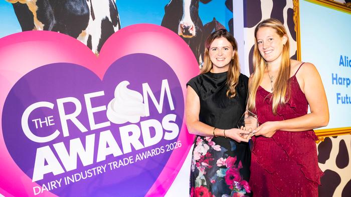 Alice Sault, right, receives her award - pic credit Cream Awards/ Grant Pritchard
